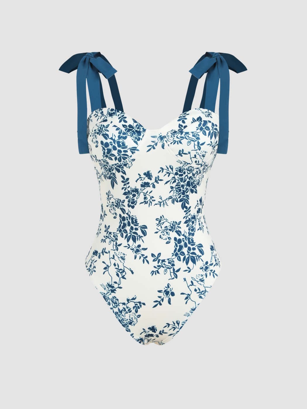 Knit Fabric Floral V-neck Knotted Bodysuit For Vacation