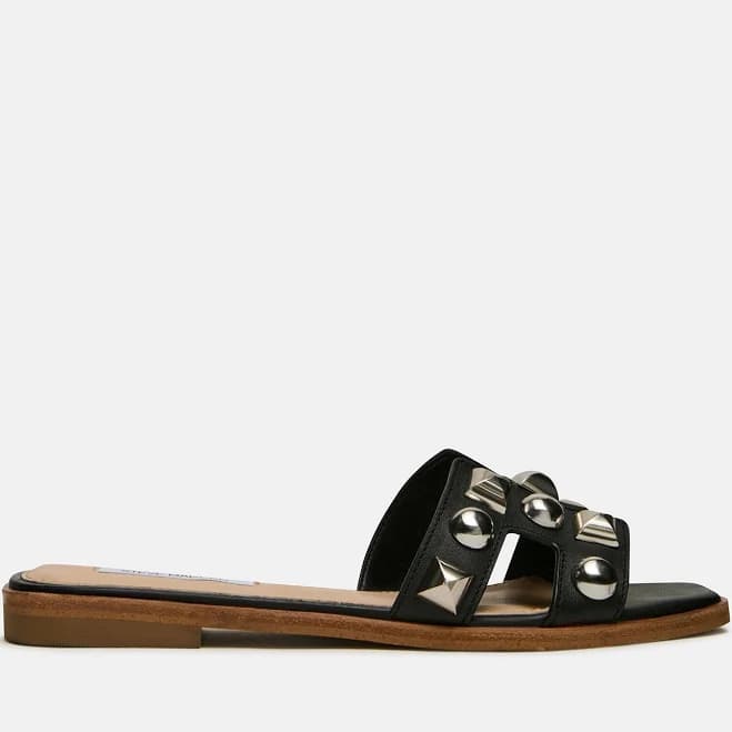 Steve Madden Women's Hadyn Studs Square Toe Leather Sandals