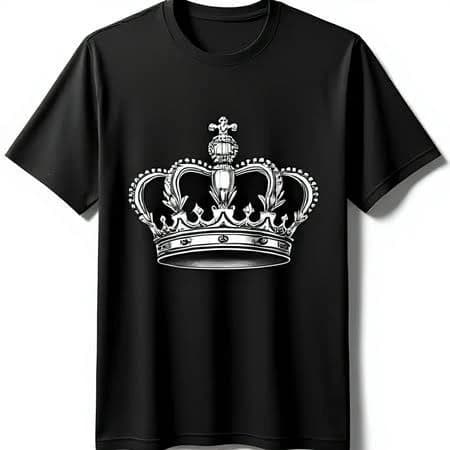 JUNFPRINTEE Stylish Silver Crown Graphic T-Shirt