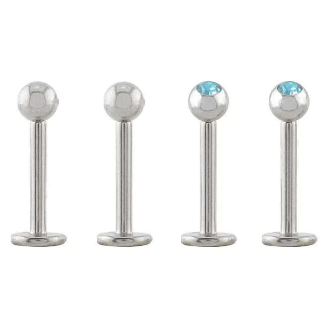 Spencer's 4-Pack Titanium CZ Labret Lip Rings