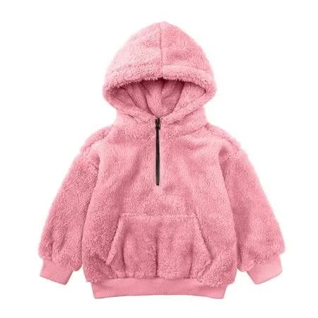 JSKUMAR Little Girls Fuzzy Sherpa Fleece Hoodies with Pockets