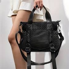 womens fashionable mini tote bag black nylon y2k front - Temu Mauritius