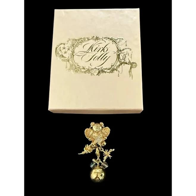 Kirks Folly Gilded Angel Teddy Bear Pendant