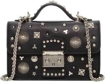 Susu Small Leather Crossbody Bag Studded Purse Top Handle Structured Handbag