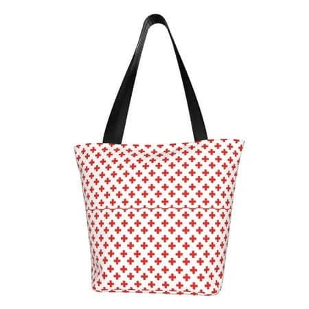 Women's Cross Print Canvas Tote Bag