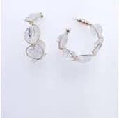 Time and Tru Women's Beaded Gold Hoop Earrings With Gold Hoop Base