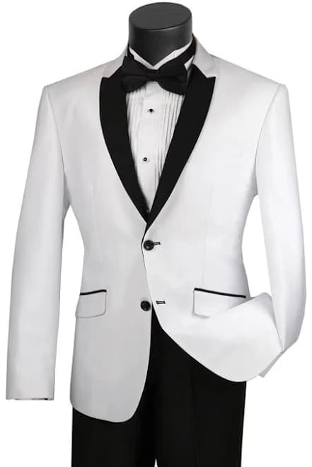 Buttton Men's Slim Contrast Peak Lapel Tuxedo