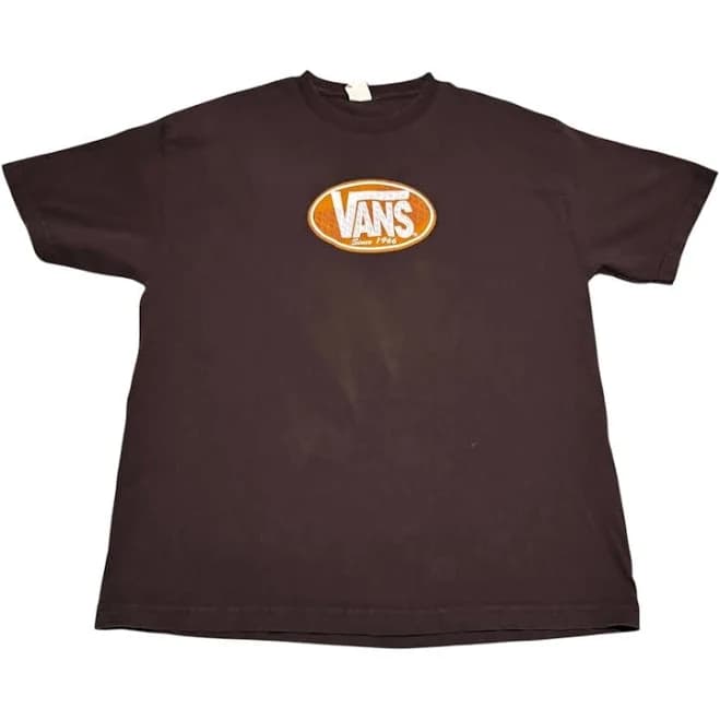 Vintage 90s Vans Spell Out Logo Cotton Faded Brown Shirt Men's Xl