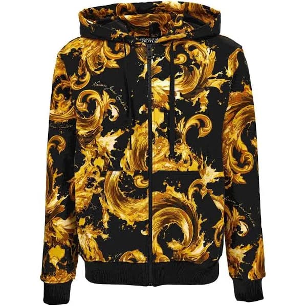 Versace Men's Baroque-Print Zip-Up Hoodie