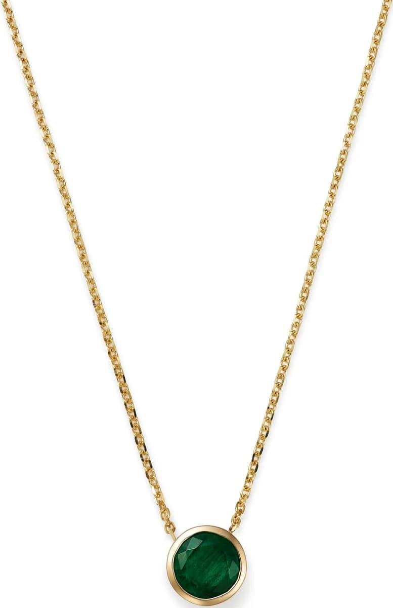 Bloomingdale's 14K Yellow Gold Emerald Bezel Pendant Necklace