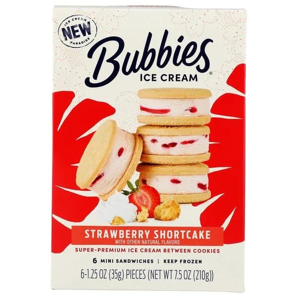 Bubbies Hawaii Strawberry Shortcake Ice Cream Sandwiches