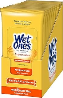 Antibacterial Hand Wipe, Travel Packs- Tropical Splash Scent, 20 Count (Pack of 10), 200 Wipes