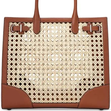 Ralph Lauren Women's Medium Devyn Rattan & Leather Tote Bag