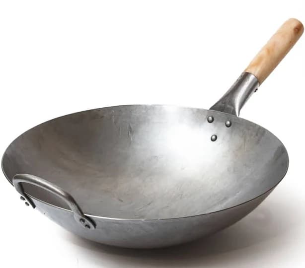 Craft Wok Traditional Hand Hammered Carbon Steel Pow Wok with Wooden and Steel Helper Handle