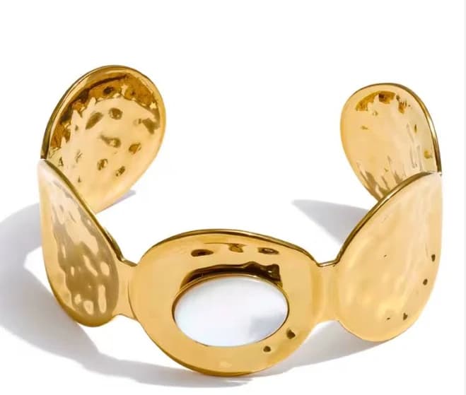 Hammered Open Oval Cuff Bracelet