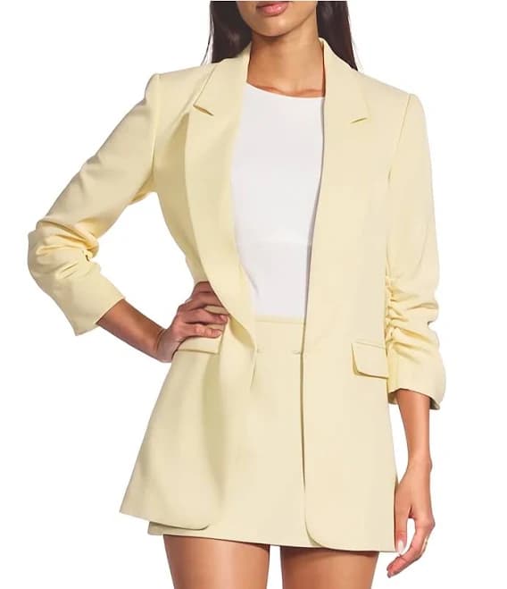 Gianni Bini Women's Jemma Ruched Shawl Collar Twill Boyfriend
