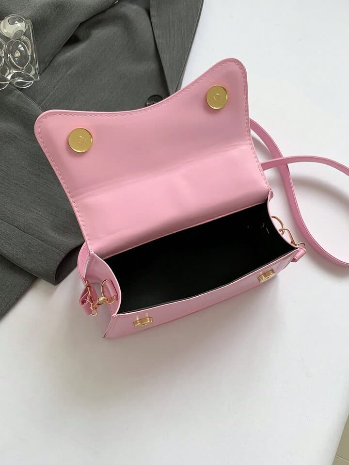 Mini Fashionable Women Handbag, New Spring/Summer Solid Color Handheld Bag With Flap Cover And Multiple Carrying Styles, Small Square Bag With Wrinkle Pattern For Casual Shoulder/Crossbody/Commute | SHEIN