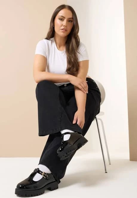 Yours Curve Extra Wide Fit Patent Mary Jane Shoes