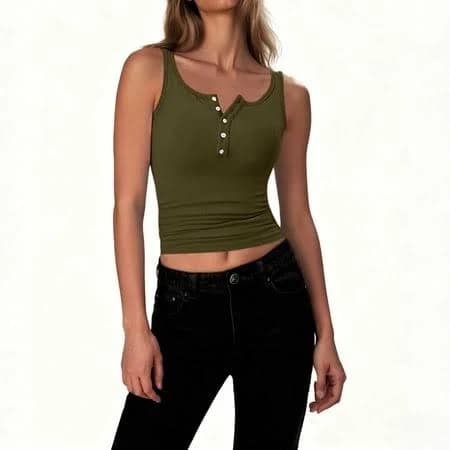 Women's Sleeveless U Neck Ribbed Tank Top