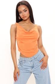 Brie Cowl Neck Tank Top - Orange | Fashion Nova