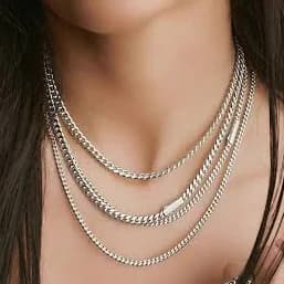 JAXXON Women's Cuban Link 5mm Silver Chain