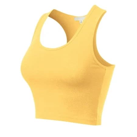 Mixmatchy Women's Cotton Basic Sleeveless Racerback Sports Crop Tank Top, Size: Medium, Yellow