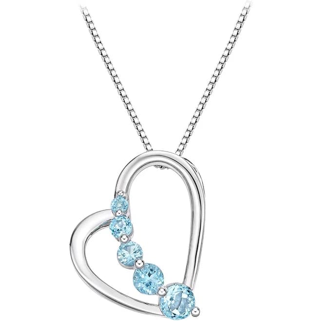 Sterling Silver Blue Topaz Heart Pendant