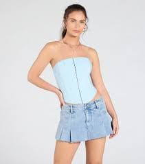 Chic And Snatched Strapless Lace Trim Corset Top | Windsor