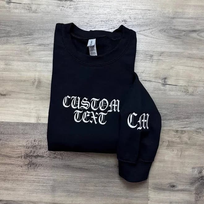 Personalized Old English Embroidered Crewneck Sweatshirt
