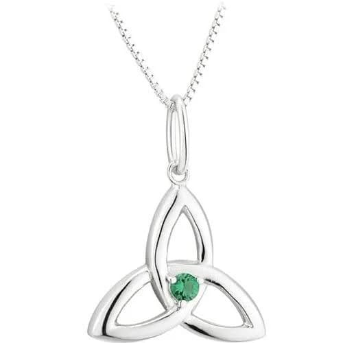 Shanore Sterling Silver Celtic Knot Green CZ Necklace