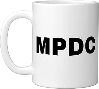 MPDC Plain White Text Big Front Print Acronym Initials Ceramic Mug, White