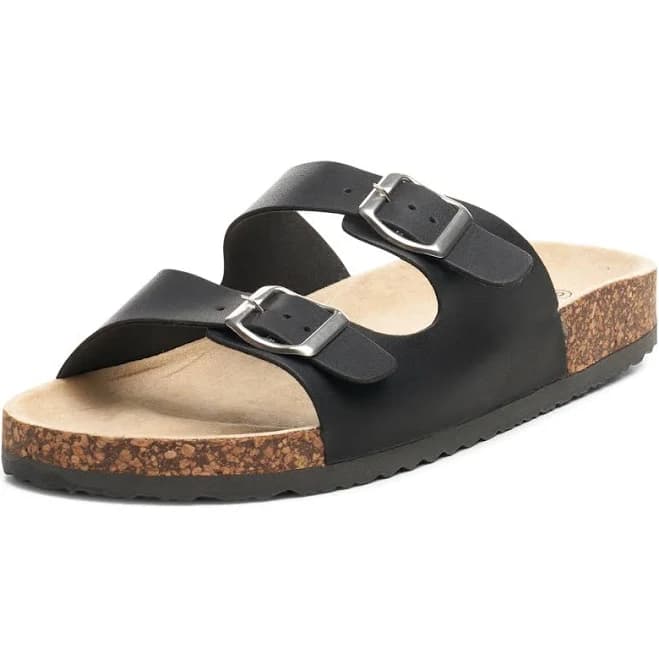 Alpine Swiss Men's Double Strap Cork-Inspired Vegan Leather Slides