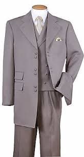 Men's Single Double Button Jacket with Vest, Pleated Pants Double Vents 2917V | eBay