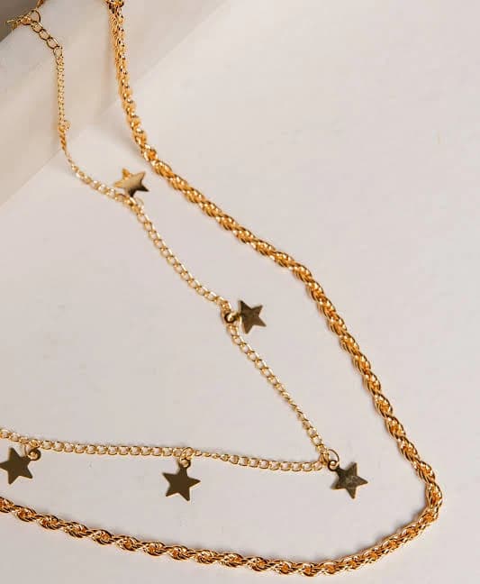DressUp Layered Gold Star Charm Necklace
