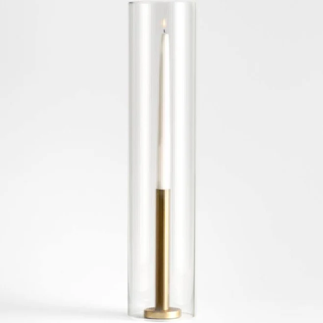 Crate & Barrel Fluted Glass Taper Candle Holder Sleeve
