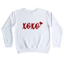 Red Love XOXO on sweatshirt WS