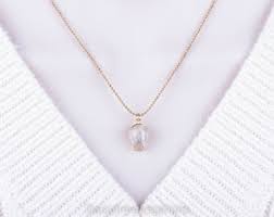 Dainty Necklace | Small Gold Pendant Necklace | Gold Necklace | Dainty Necklace | Clear Pendant - Etsy