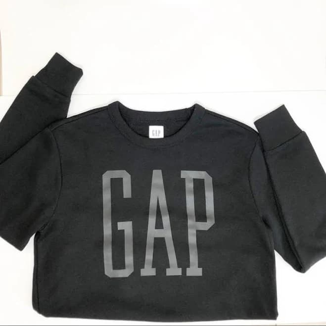 Gap Sweaters | Mens Gap Black Logo Crew Neck Sweatshirt Sweater | Color: Black | Size: Xs | Lavenderfinds's Closet