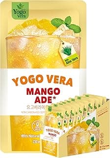 Yogo Vera Mango Ade Korean Drink Pouches – Authentic Korean Convenience Store Beverage with Sweet Mango Flavor, Refreshing Juice Pouch (10 Pack)