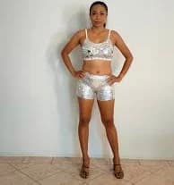 Sequin Beaded Tube Top, White Silver Bra, Samba Carnival Costume (S/M)