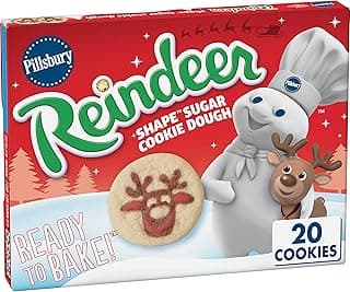 Pillsbury Ready To Bake Reindeer Shape Sugar Cookie Dough, 20 Cookies, 9.1 oz.
