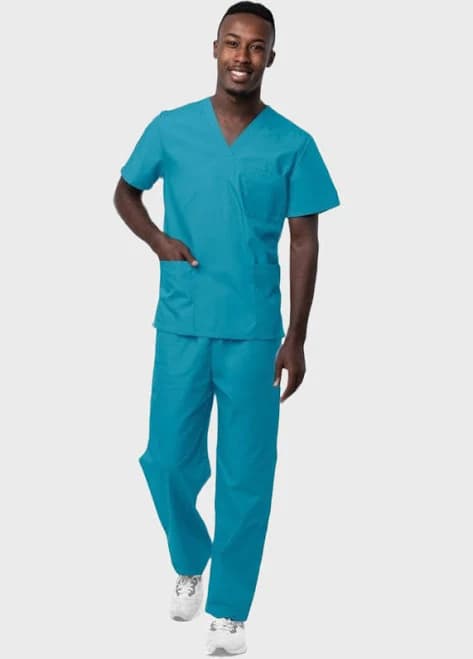 Adar Unisex V-Neck Drawstring Pant Scrub Set