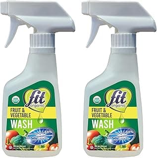 FIT Organic Fruit and Vegetable Wash Spray – USDA Certified Organic & Kosher Produce Cleaner – Removes 98% Pesticides, Waxes & Contaminants–Family & Pet Safe, Natural & Chemical-Free–12 Fl Oz (2-Pack)