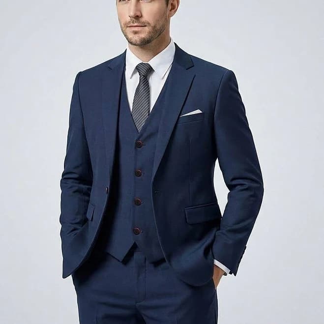 Men's Modern Fit 3 pc Stylish Suit Set, Size: XL, Dark Blue