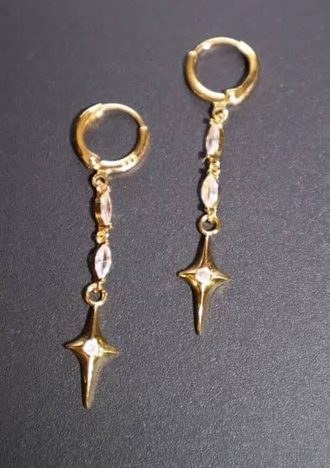 18K Gold Plated Star Dangle Earrings