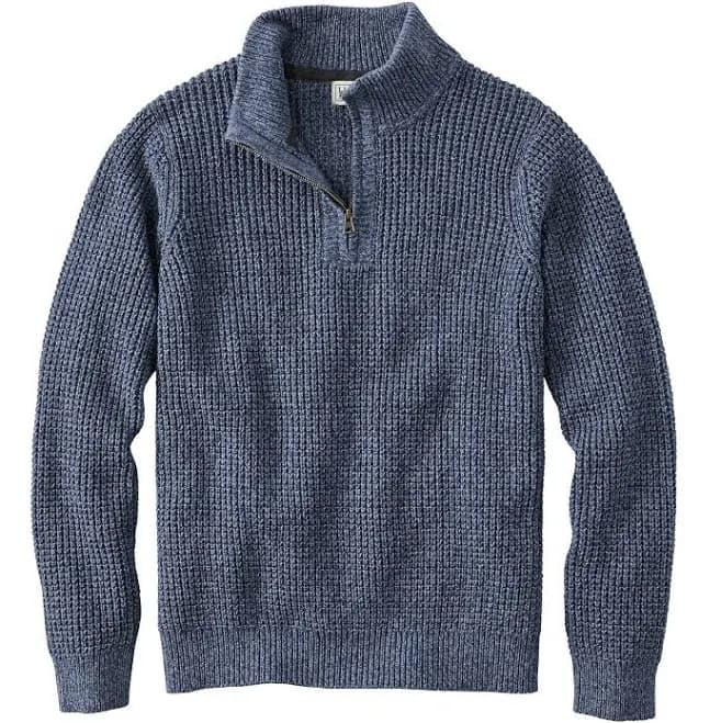 Men's L.L.Bean Organic Cotton Waffle Sweater Quarter Zip
