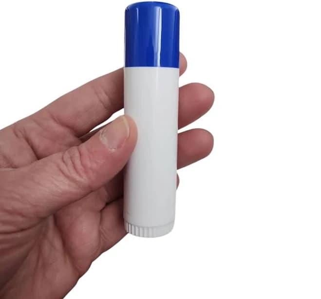20 Pcs 0.50 oz White Lip Balm Tube with Blue Caps