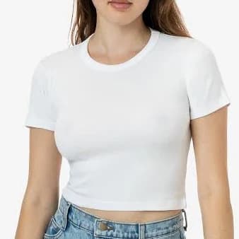 BeyondStyle Women's Baby Rib Short Sleeve Crop Tee