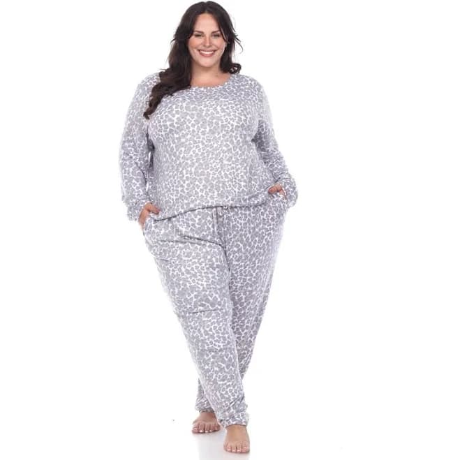 White Mark Women's Plus Size 2 Piece Lounge Set