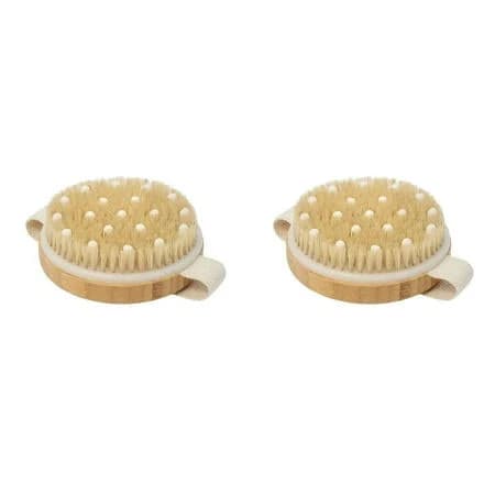 2 Pack Wooden Dry Body Brush Set